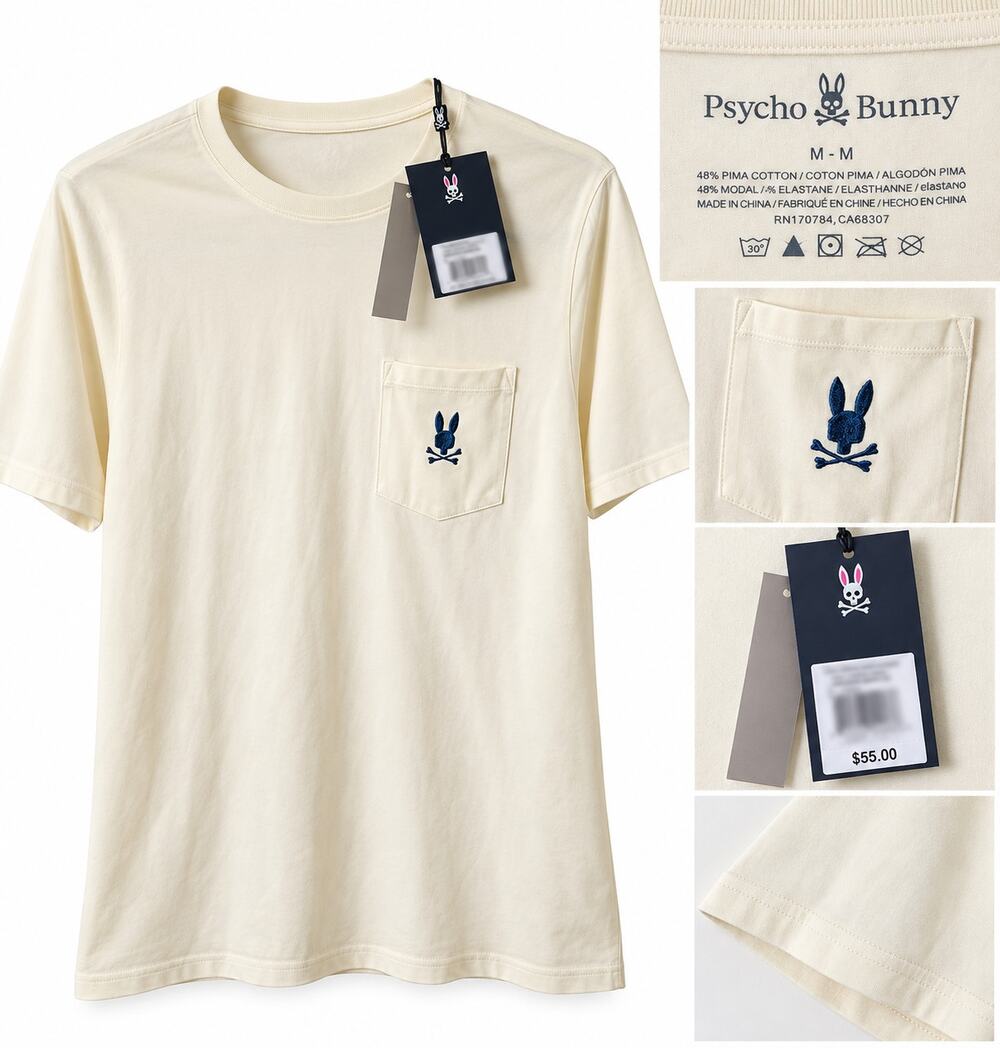 Psycho Bunny T-Shirt – Men’s Medium – Cream – NWT